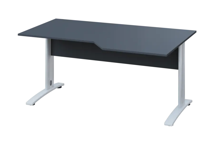 EZK 28 - 166 stůl kancelářský, rohový, pravý, kovová podnož bílá, deska 25 mm, široký 1600 mm, antracit